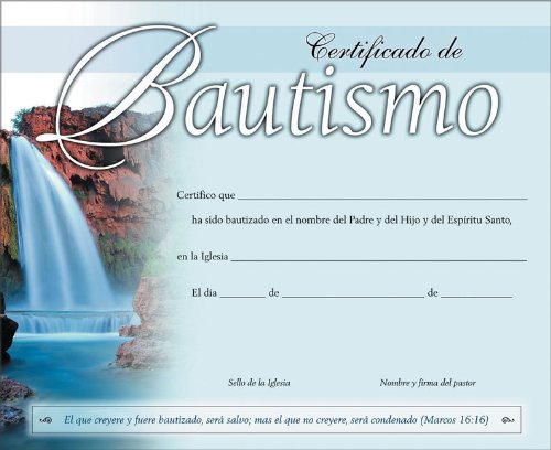 Certificado - Bautismo (pack de 20) - Casa Cristiana Emanuel