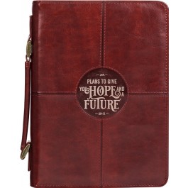 Funda para Biblia Jeremías 29:11. 2 tonos. Castaño - L (inglés)