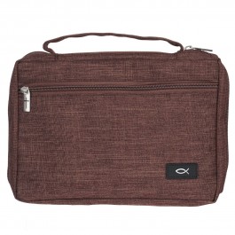 Funda para Biblia Pez. Lona. Marrón - XL