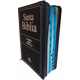 Biblia grande. Letra gigante. Vaquera. Cremallera. Azul. Índice - RVR60