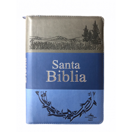 Biblia manual. Letra grande. 2 tonos. Negro/azules. Cremallera. Índice - RVR60