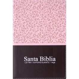 Biblia manual. Letra gigante. Imitación piel. Rosa/café. Cremallera. Índice - RVR60