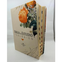 Biblia de estudio teológico. 2 tonos entelado. Beige floral. Índice - RVR60