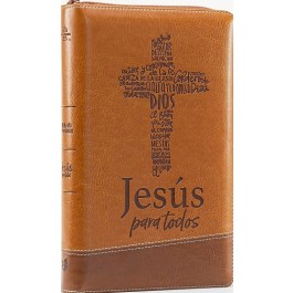 Biblia de promesas. Manual. Letra grande. Edición Jesús para todos. 2 tonos. Café. Cremallera - RVR60