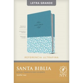 Biblia de referencia ultrafina. Letra grande. 2 tonos. Azul floral - NTV
