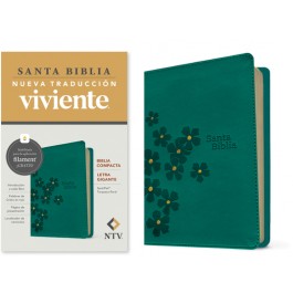 Biblia compacta. Letra gigante. 2 tonos. Turquesa floral - NTV