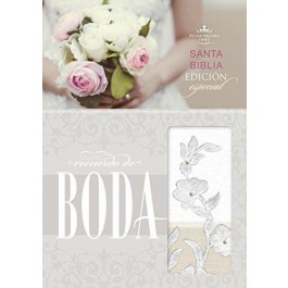 Biblia recuerdo de boda. 2 tonos con encaje. Blanco/lino - RVR60