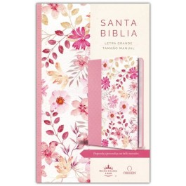 Biblia manual. Letra grande. 2 tonos. Rosa/floral - RVR60