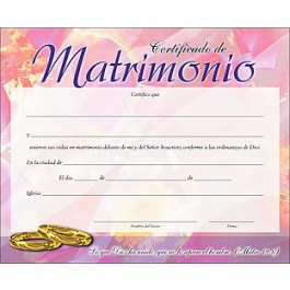 Certificado - Matrimonio (pack de 20)