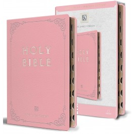 Biblia grande. Letra grande. Imitación piel. Rosa. Índice - KJV (inglés)