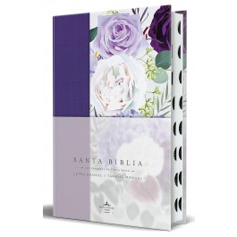 Biblia manual. Letra grande. Ultrafina. Tapa dura entelada. Morado/floral. Índice - RVR60