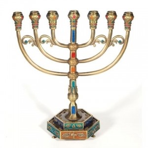 Candelabro 12 tribus. Base hexagonal. Color