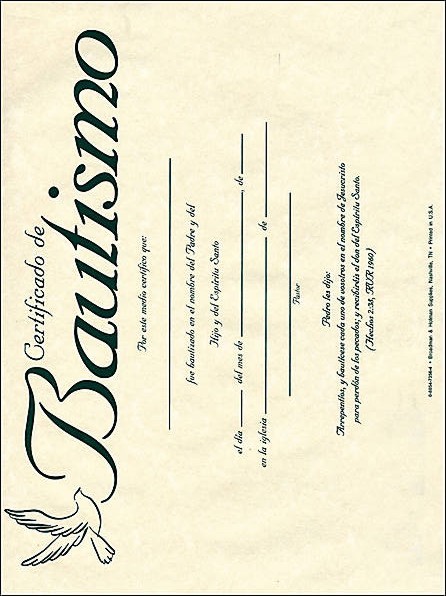 Certificado - Bautismo