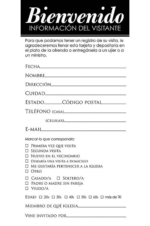 Tarjeta - Información visitante (pack de 50)