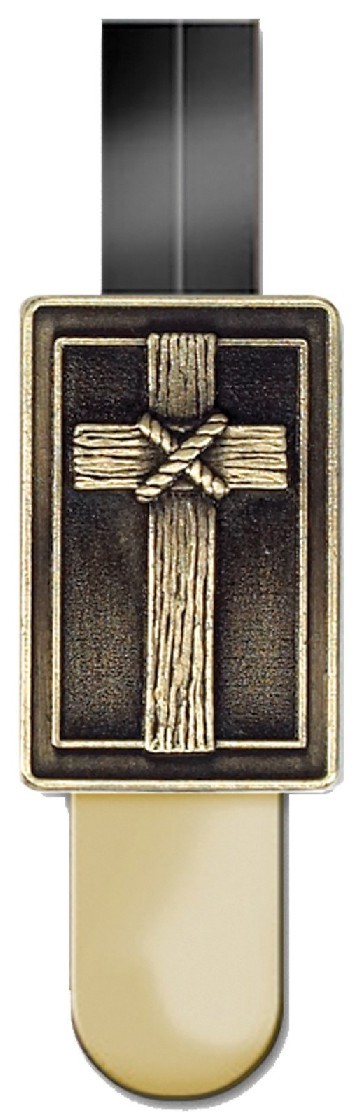 Marcador - Cruz rústica en bronce