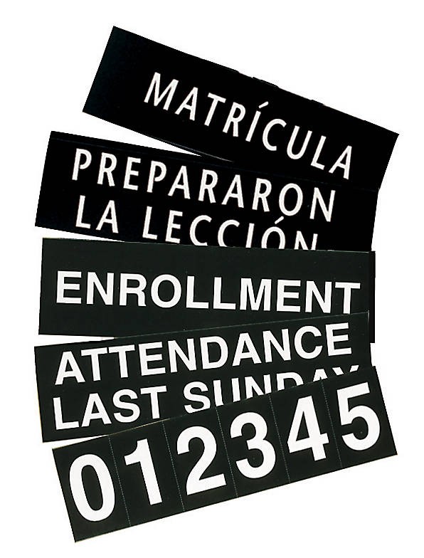 Juego bilingüe de números y títulos para tabla de registro