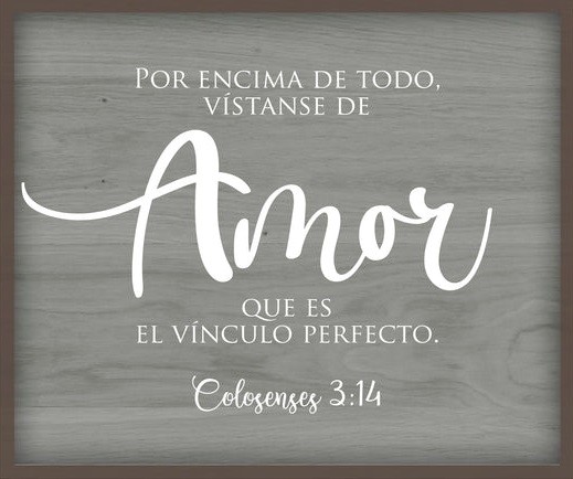 Placa sobremesa Amor (Colosenses 3:14). MDF
