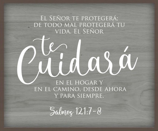 Placa sobremesa Te cuidará (Salmo 121:7-8). MDF