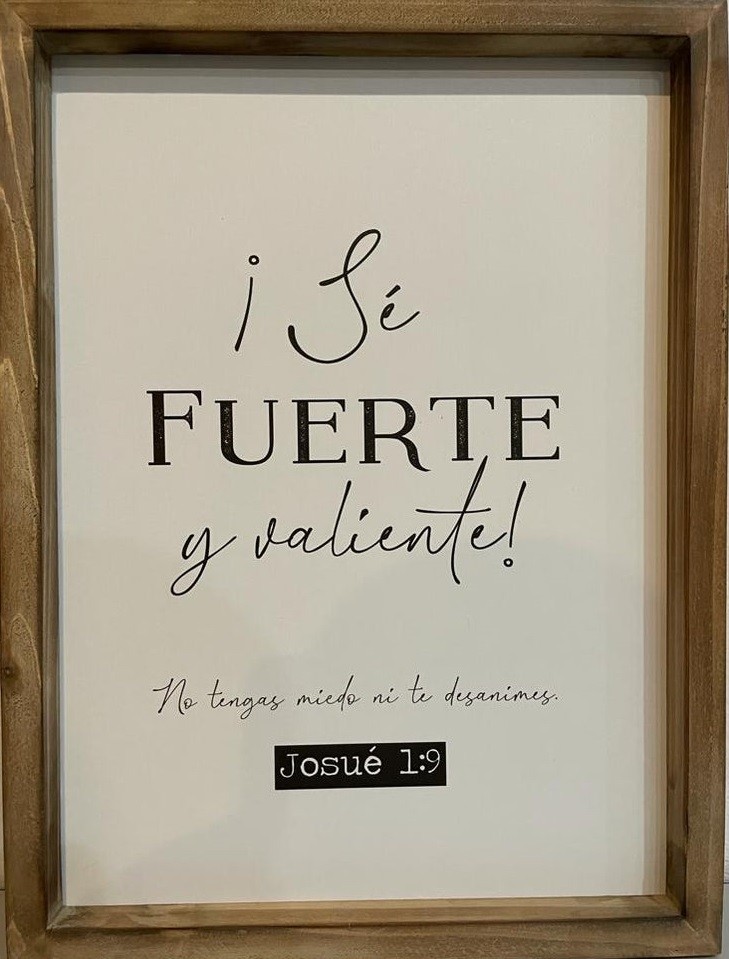 Cuadro Sé fuerte y valiente (Josué 1:9). Madera