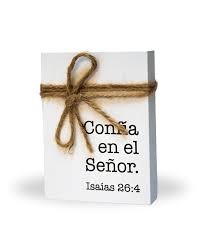 Bloque de madera Confia en el Señor (Isaías 26:4)