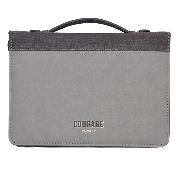 Funda para Biblia Josué 1:9. 2 tonos. Gris - XL