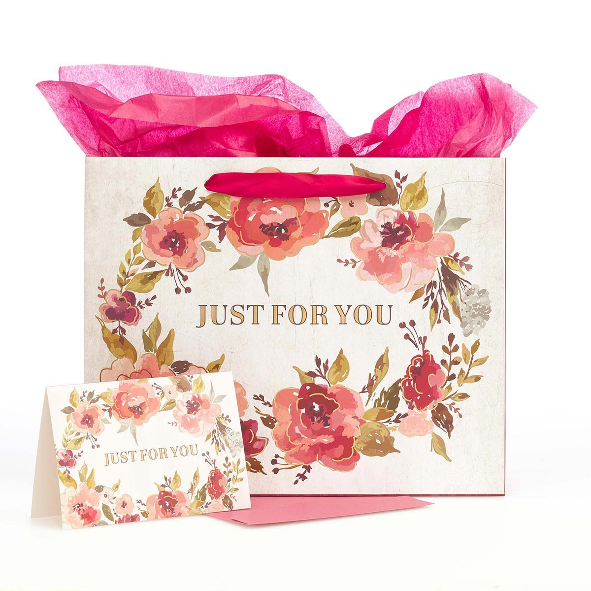 Bolsa de regalo Just for you. Papel floral (3 en 1)