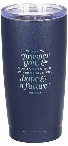 Botella térmica Jeremías 29:11. Acero inoxidable. Azul marino (inglés)