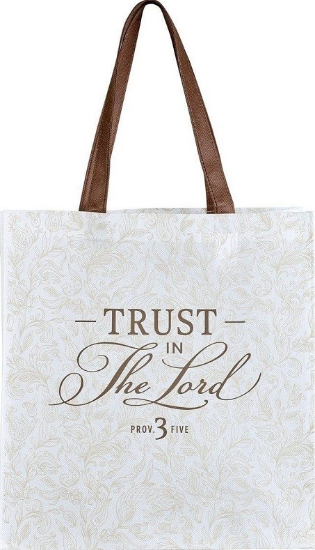 Bolsa Trust in the Lord (Proverbios 3:5). Polipropileno. Blanco floral (inglés)