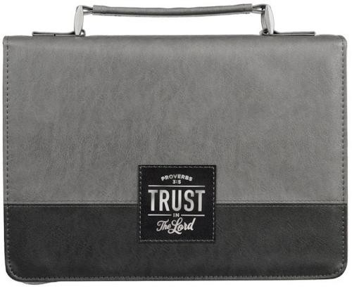 Funda para Biblia Proverbios 3:5. 2 tonos. Carbón - XL (inglés)