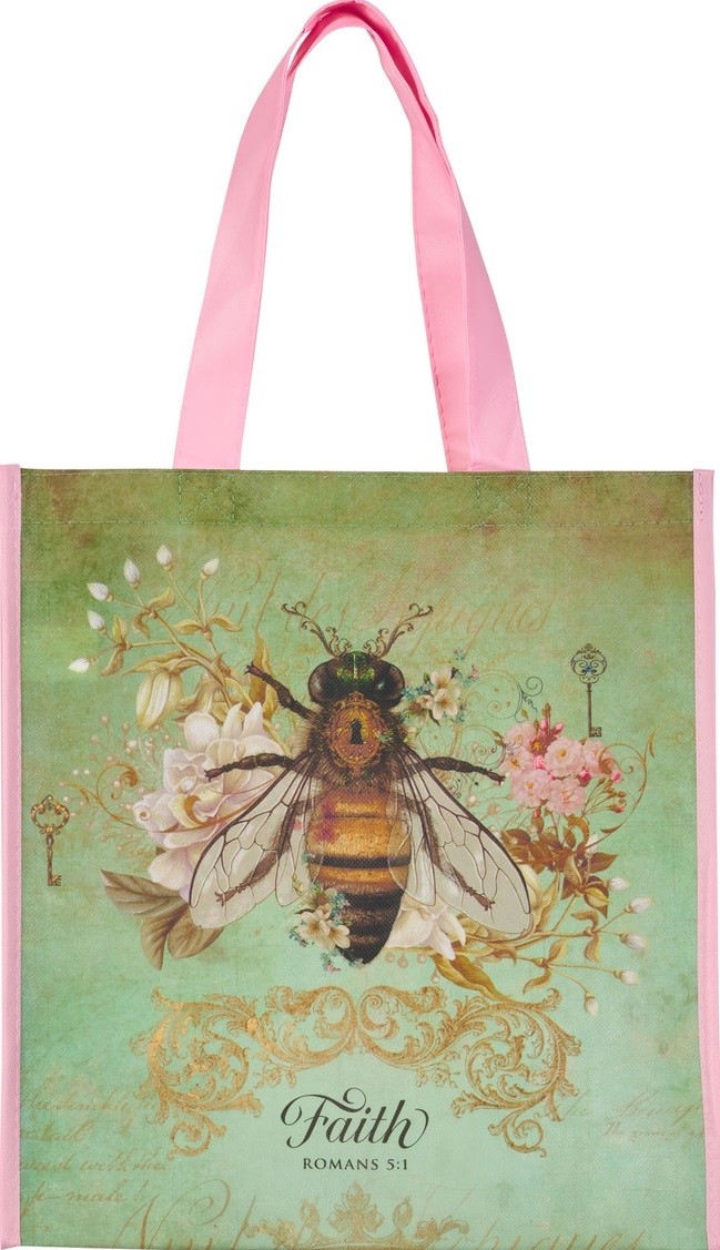 Bolsa Faith (Romanos 5:1). Polipropileno. Verde (inglés)