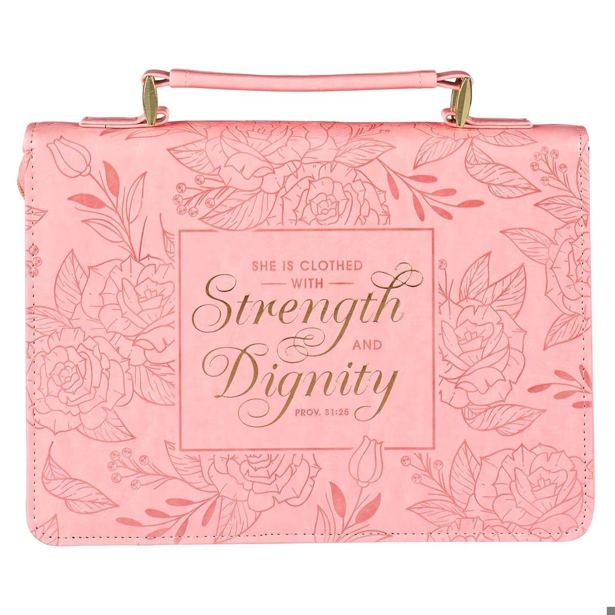 Funda para Biblia Strength and dignity (Proverbios 31:25). 2 tonos. Rosa - L (inglés)