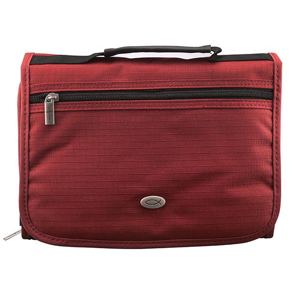 Funda para Biblia. Organizador de 3 pliegues. Poliester. Rojo - XL