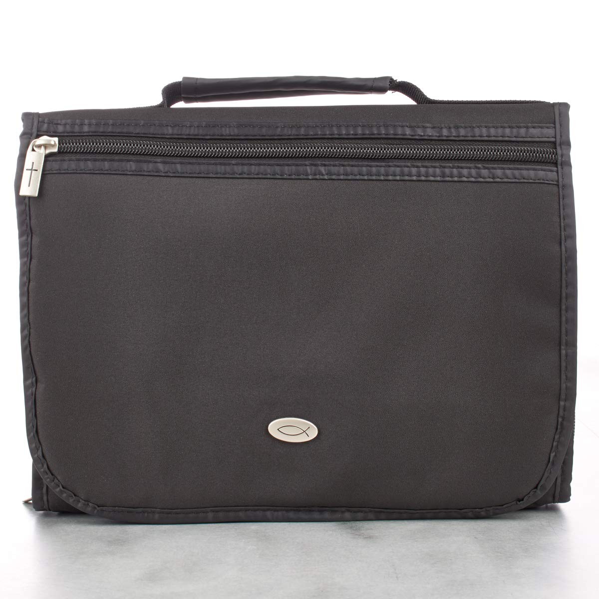 Funda para Biblia. Organizador de 3 pliegues. Microfibra. Negro - XL