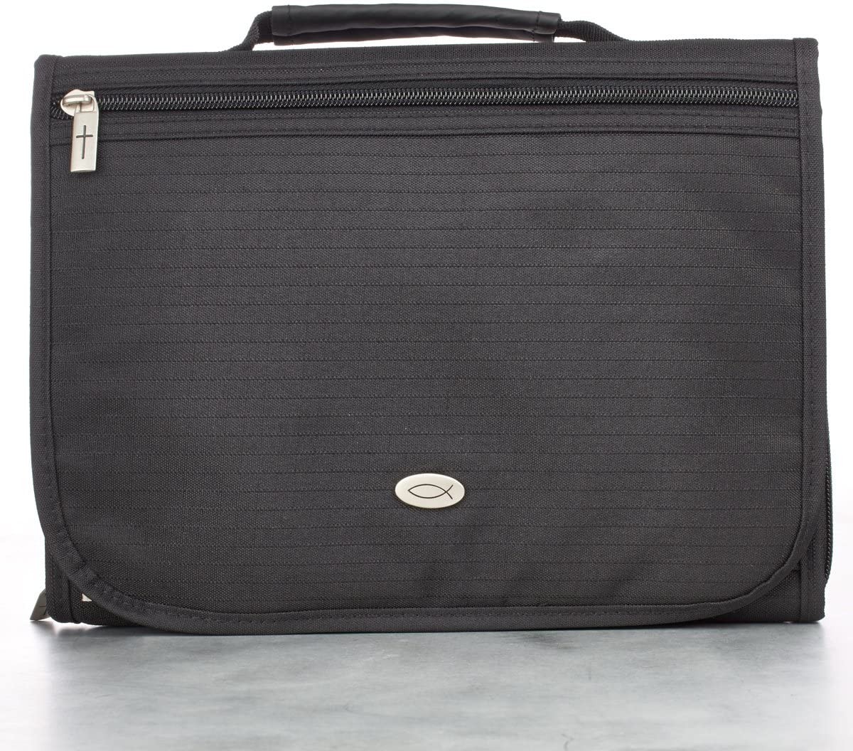 Funda para Biblia. Organizador de 3 pliegues. Poliester. Negro - L