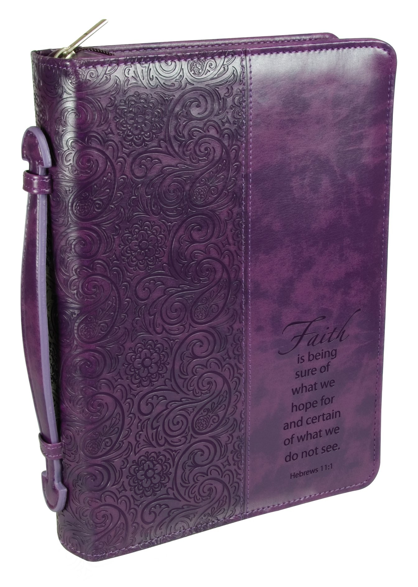 Funda para Biblia Hebreos 11:1. 2 tonos. Violeta - L