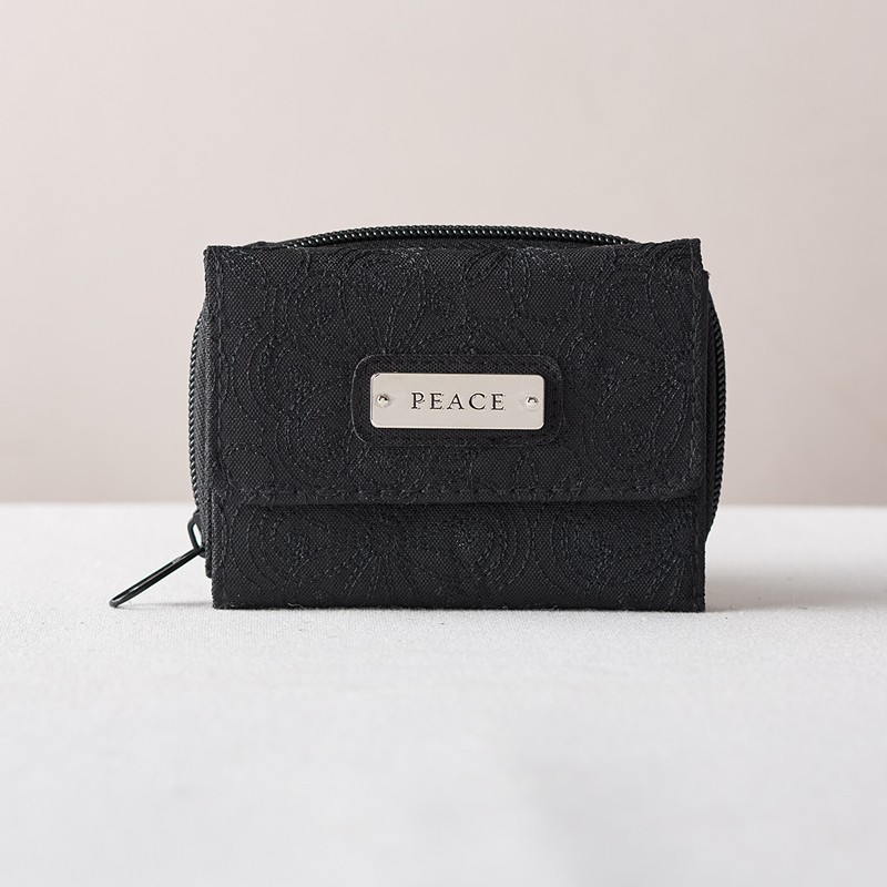 Monedero y billetera Peace. Microfibra. Negro