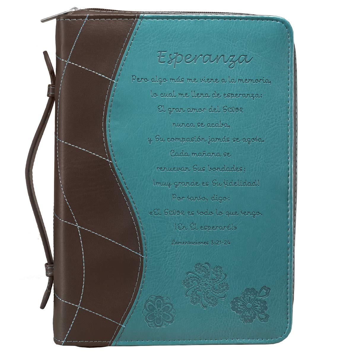 Funda para Biblia Lamentaciones 3:21-24. 2 tonos. Turquesa/marrón - XL