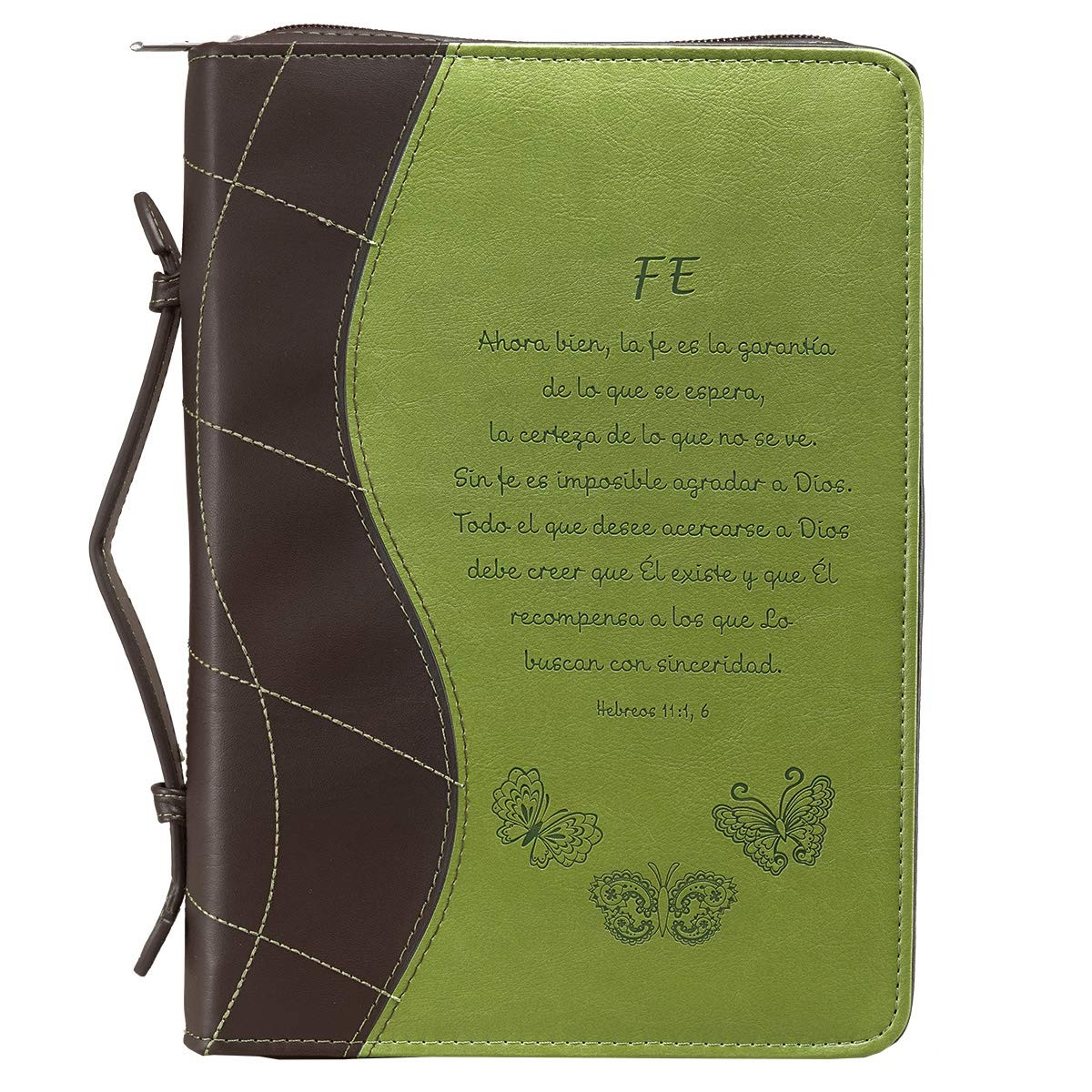 Funda para Biblia Hebreos 11:1,6. 2 tonos. Verde/marrón - L