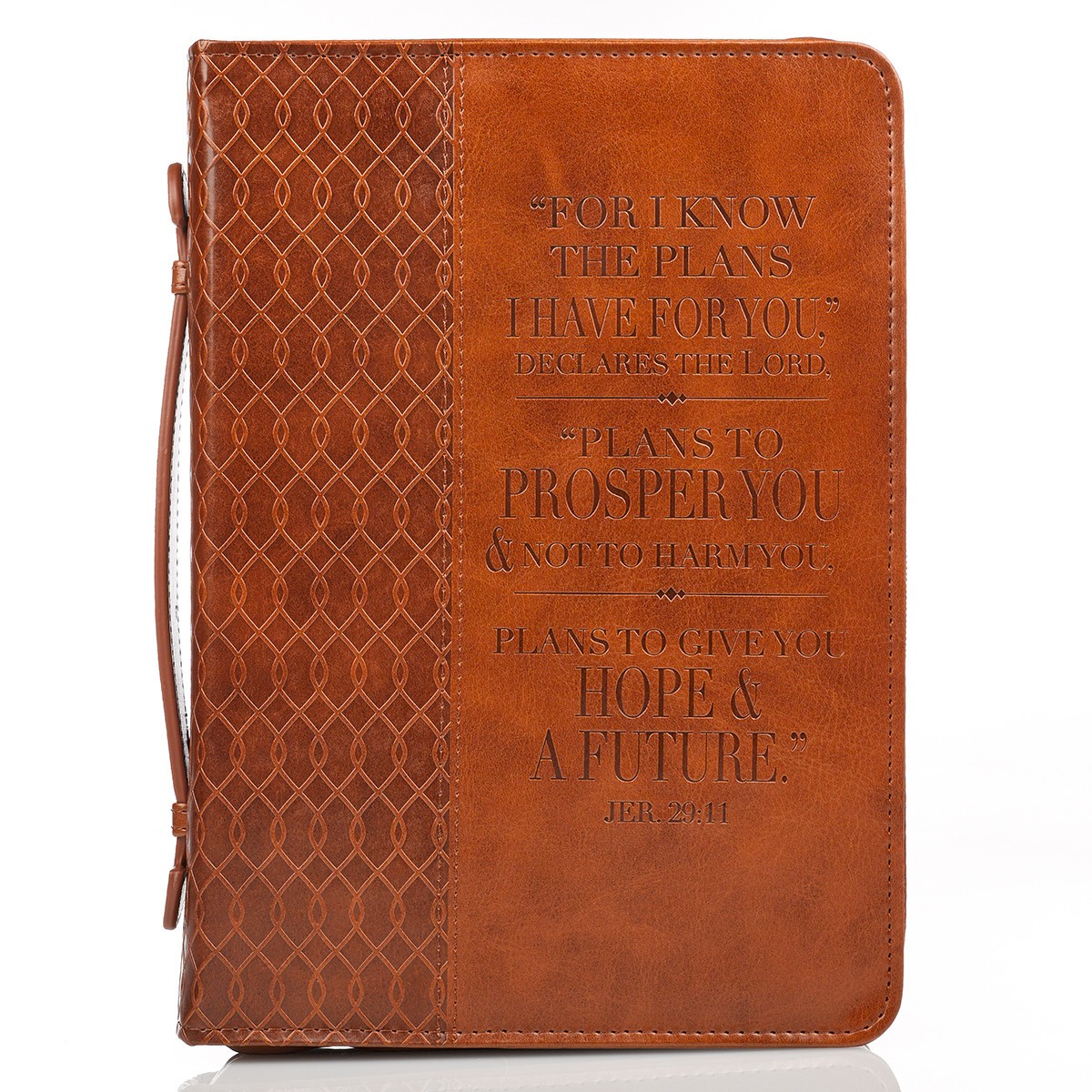 Funda para Biblia Jeremías 29:11. 2 tonos. Marrón - XL