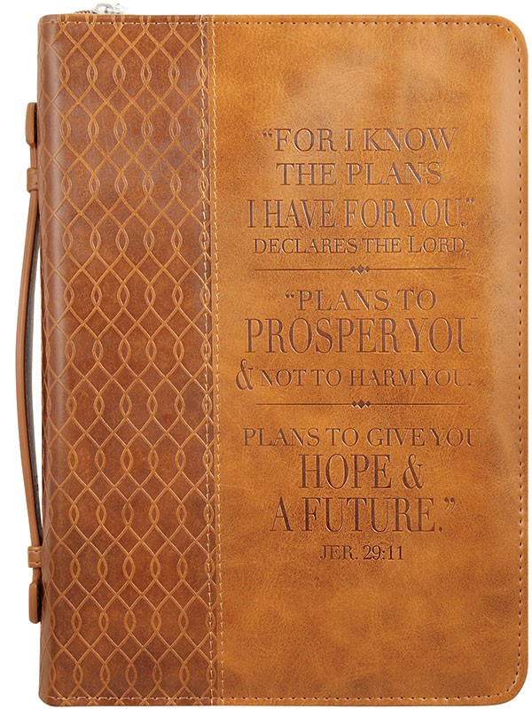 Funda para Biblia Jeremías 29:11. 2 tonos. Marrón - L