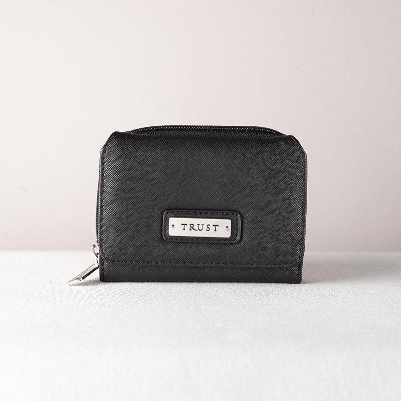 Monedero y billetera Trust. Imitación piel. Negro