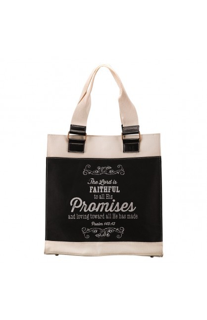 Bolso Salmos 145:13. Lona. Negro y blanco