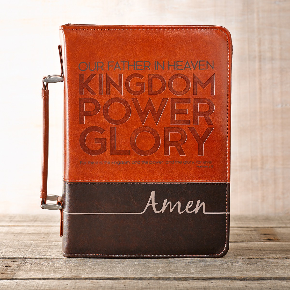 Funda para Biblia The Lords Prayer. 2 tonos. Marrón - XL