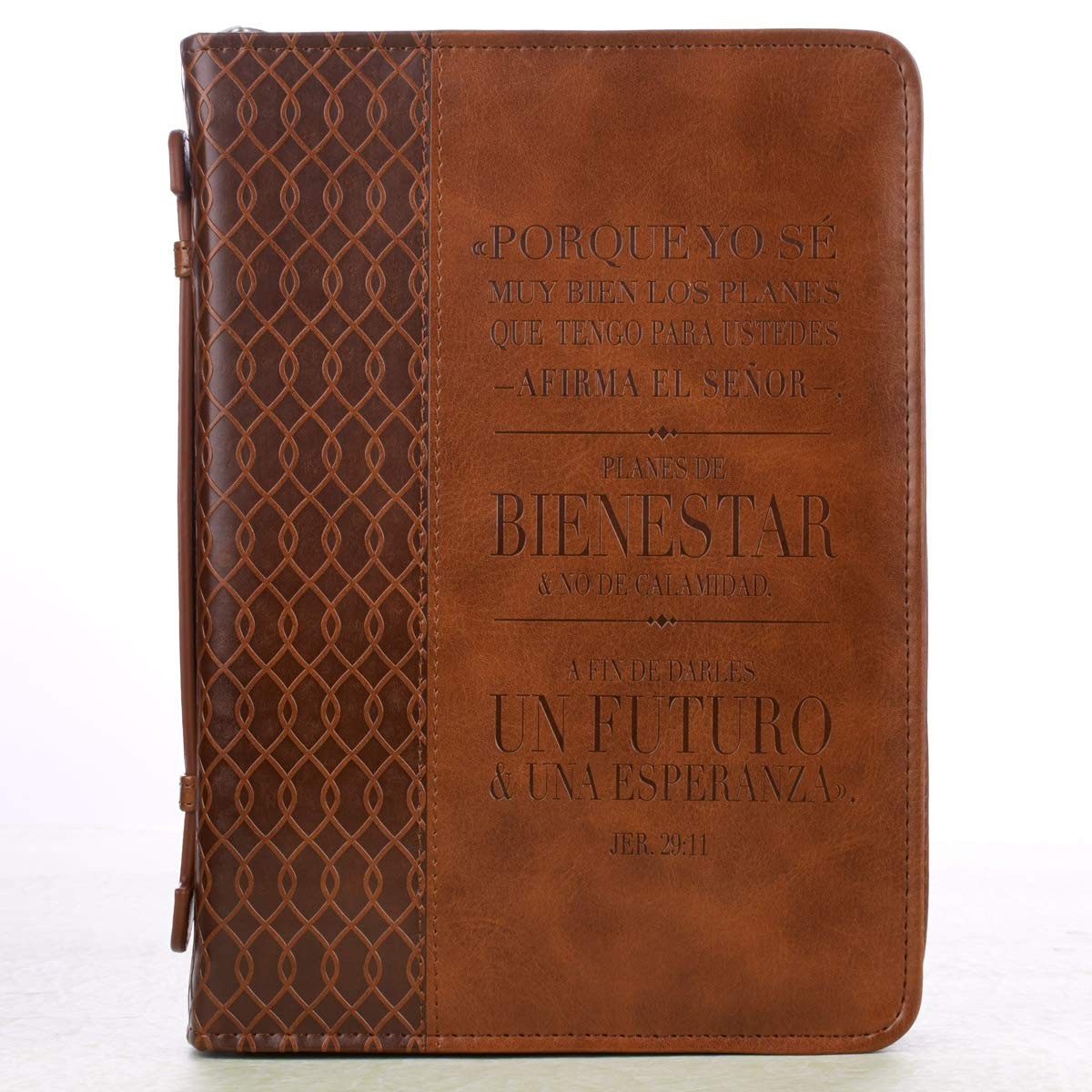 Funda para Biblia Jeremías 29:11. 2 tonos. Marrón - XL