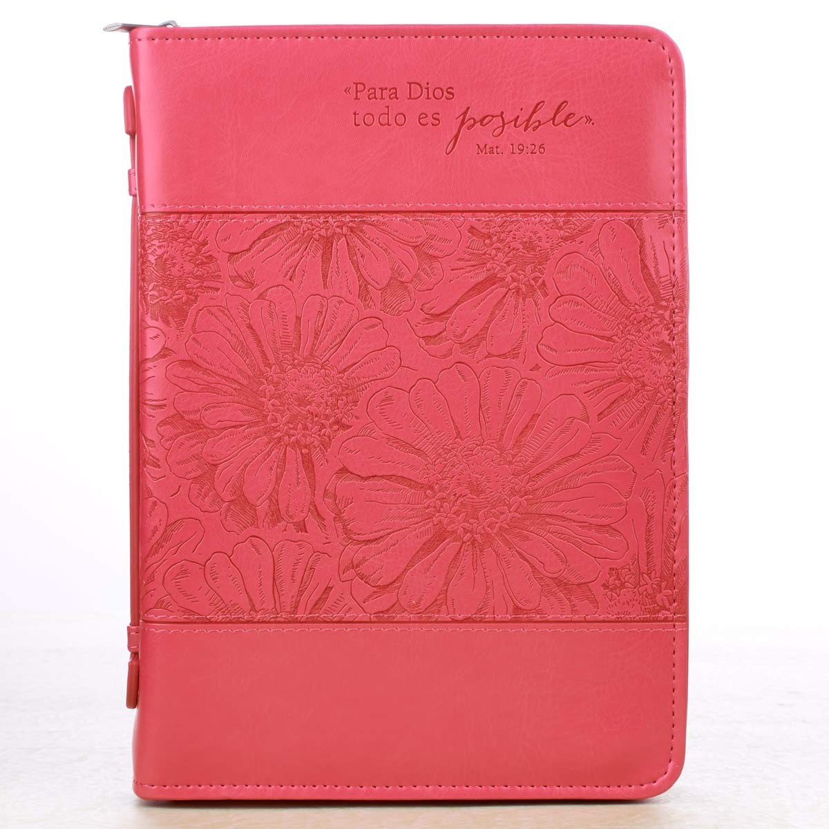 Funda para Biblia Mateo 19:26. 2 tonos. Rosa - XL