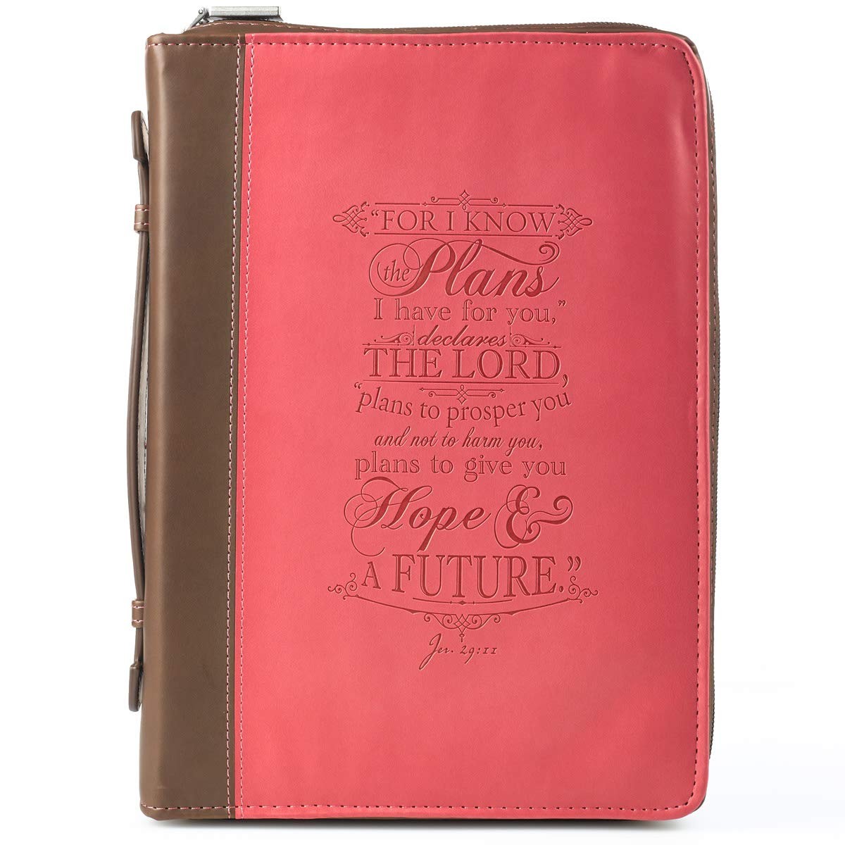 Funda para Biblia Jeremías 29:11. 2 tonos. Rosa/marrón - XL