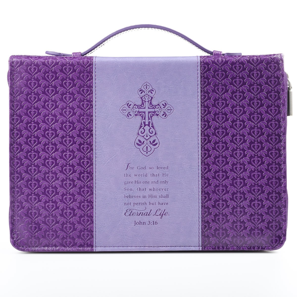 Funda para Biblia Juan 3:16. Imitación piel. Violeta - XL