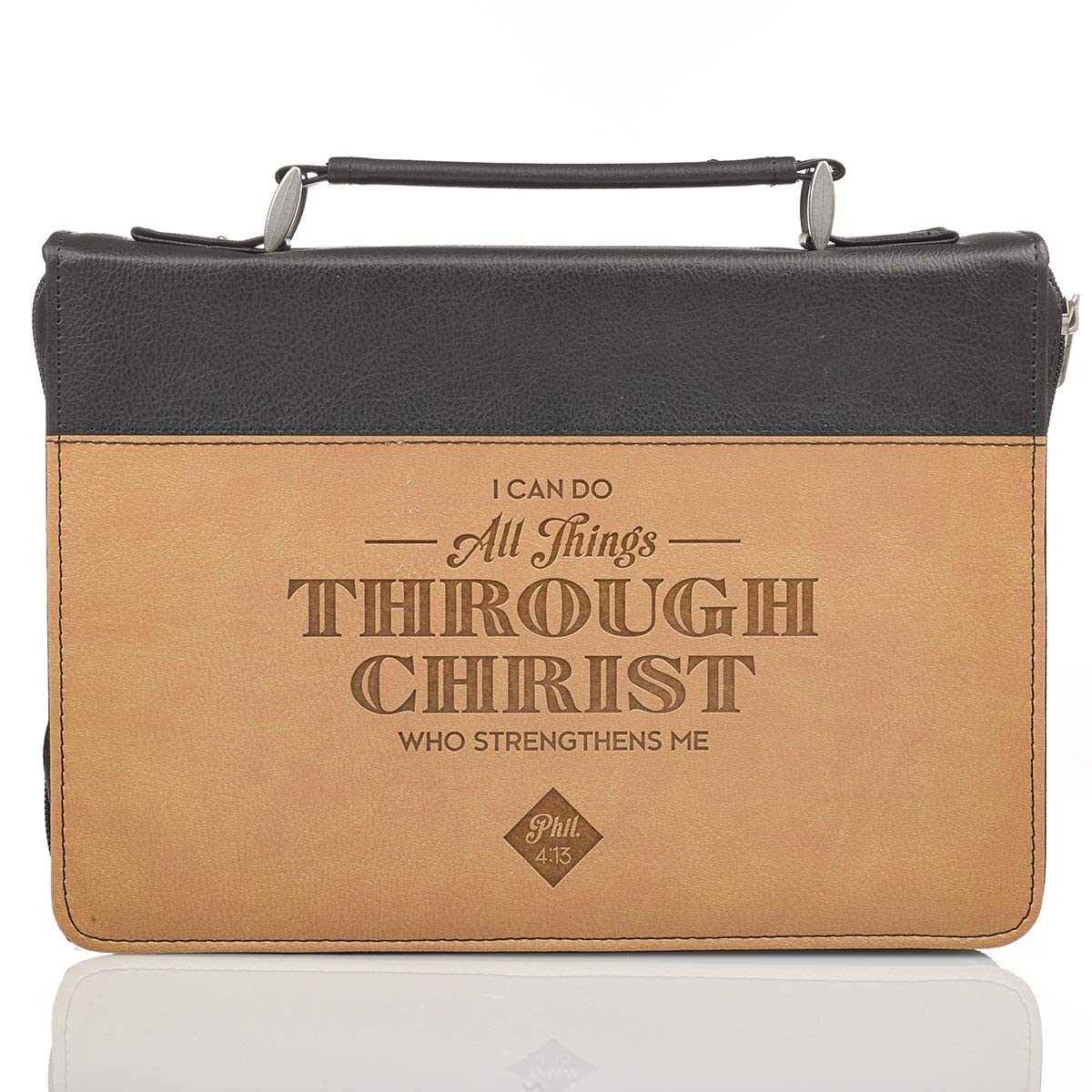 Funda para Biblia Filipenses 4:13. 2 tonos. Marrón - XL