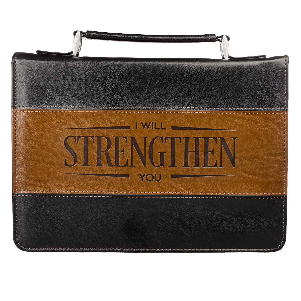 Funda para Biblia I will strengthen you. 2 tonos. Marrón - XL