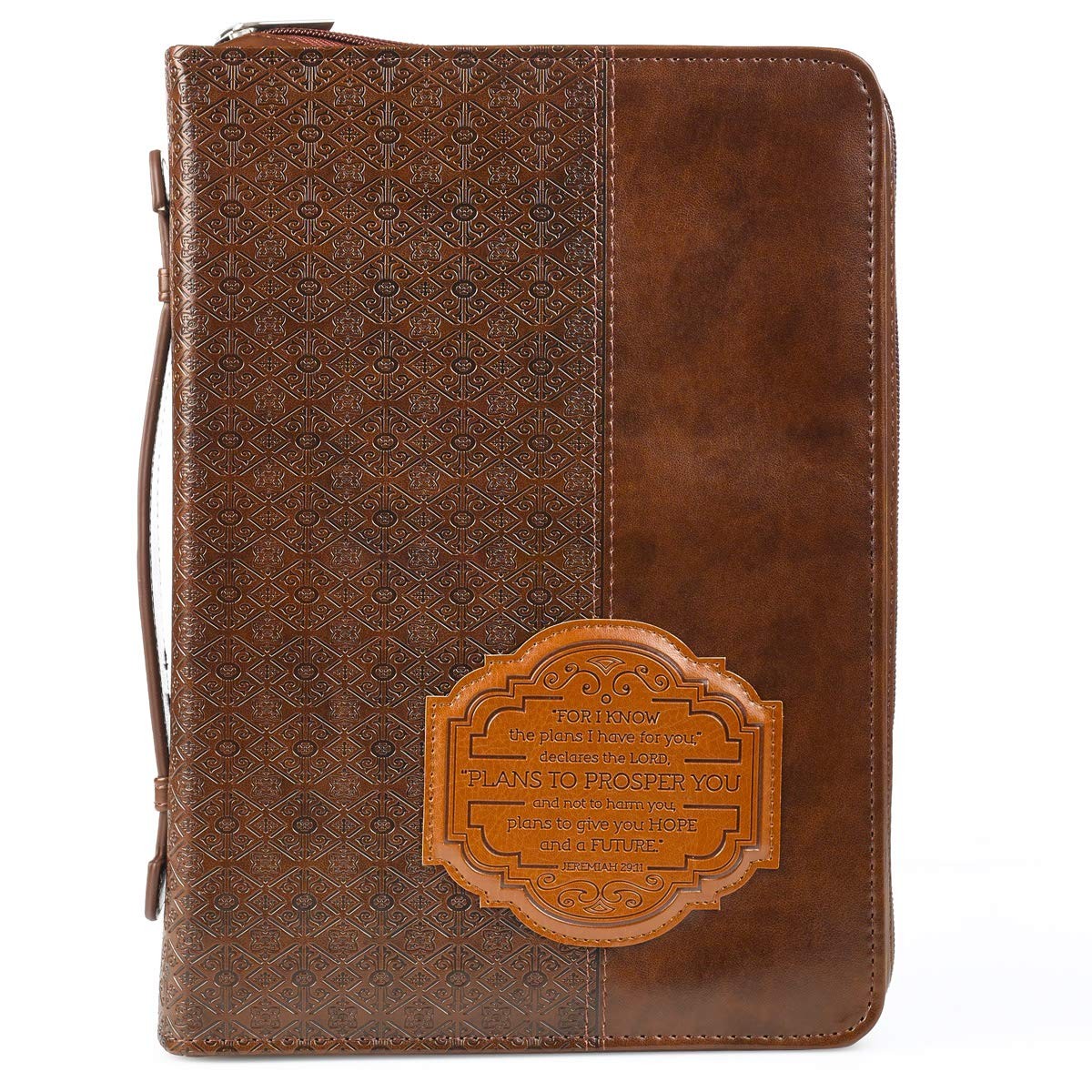 Funda para Biblia Jeremías 29:11. 2 tonos. Marrón - XL